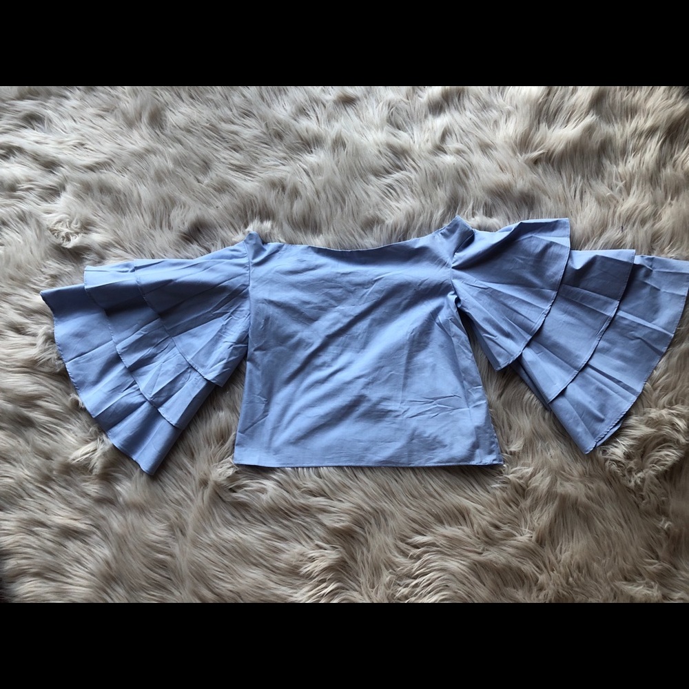 Ruffle sleeve off the shoulder top